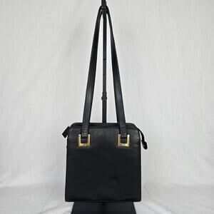 Hillard & Hansen Leather Shoulder Bag Black Card Holder Snap & Zipper Closures